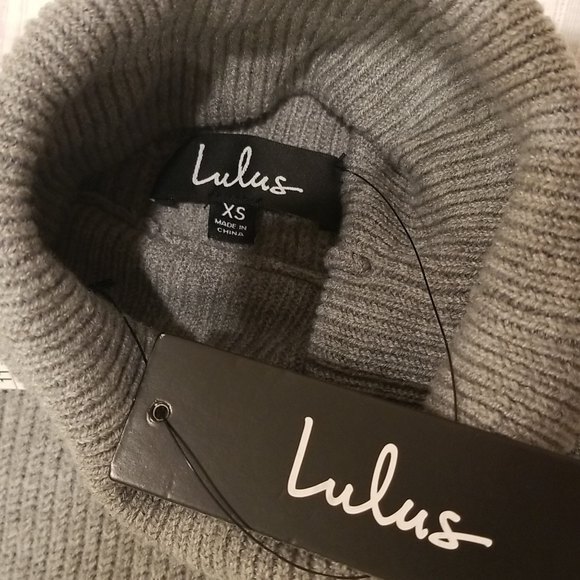 NWT Lulus Snuggled Up Light Grey Knit Turtleneck Midi Sweater Dress, XS - Picture 8 of 16